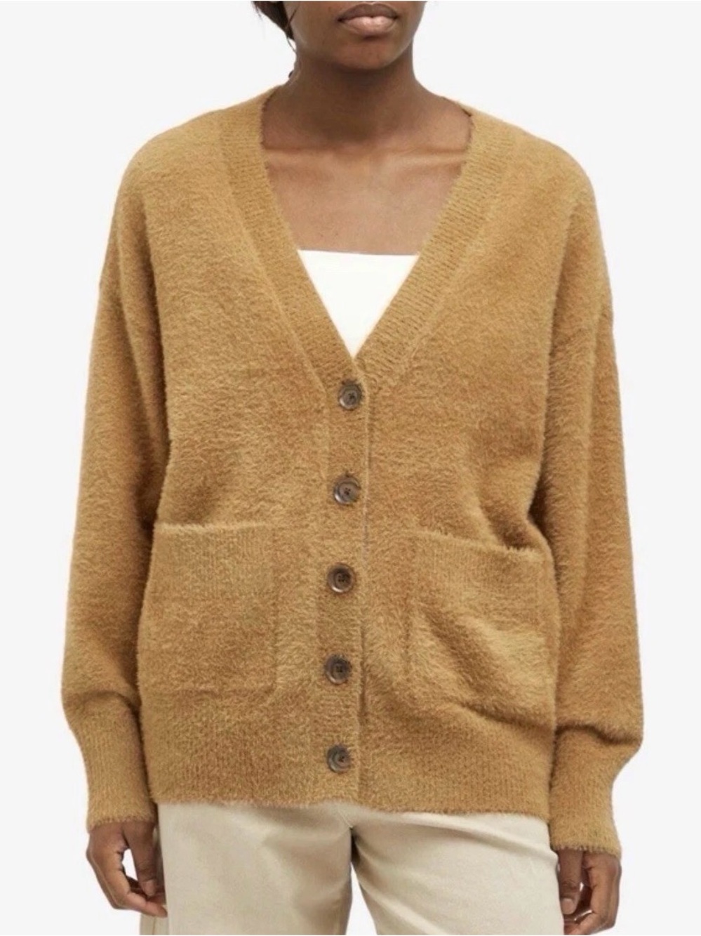 MWT Good American Button Cardigan Sweater - Camel Size 2/3XL - Picture 2 of 7